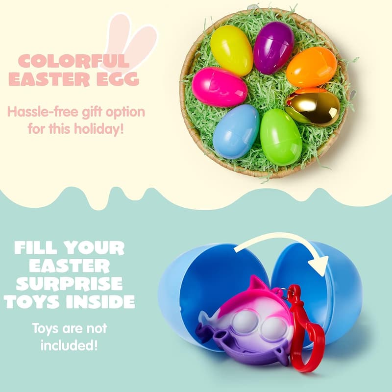 144 Plastic Easter Eggs with 6 Golden Fillable Eggs