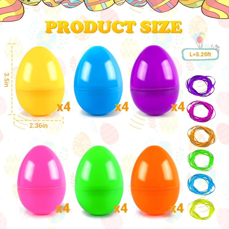 Easter 24-Pack Fillable Plastic Eggs - 3.5” Holiday Decor