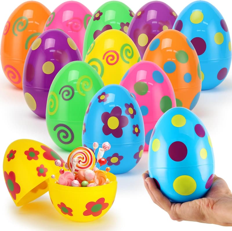 Jumbo Fillable Easter Eggs - 12 Pack Assorted Colors
