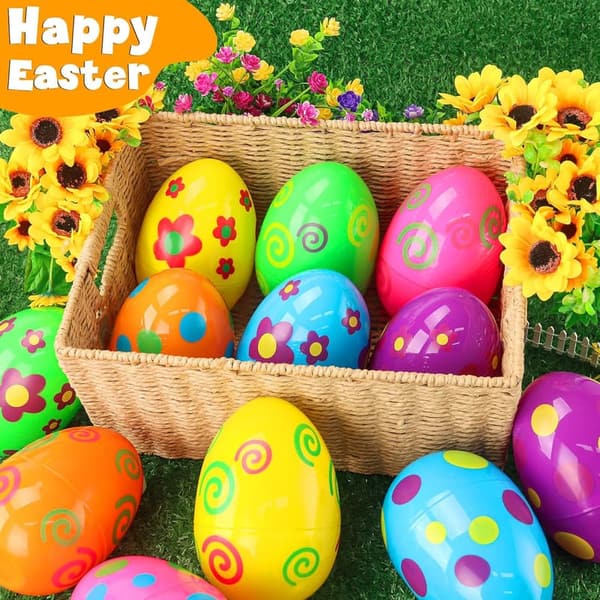 Jumbo Fillable Easter Eggs - 12 Pack Assorted Colors