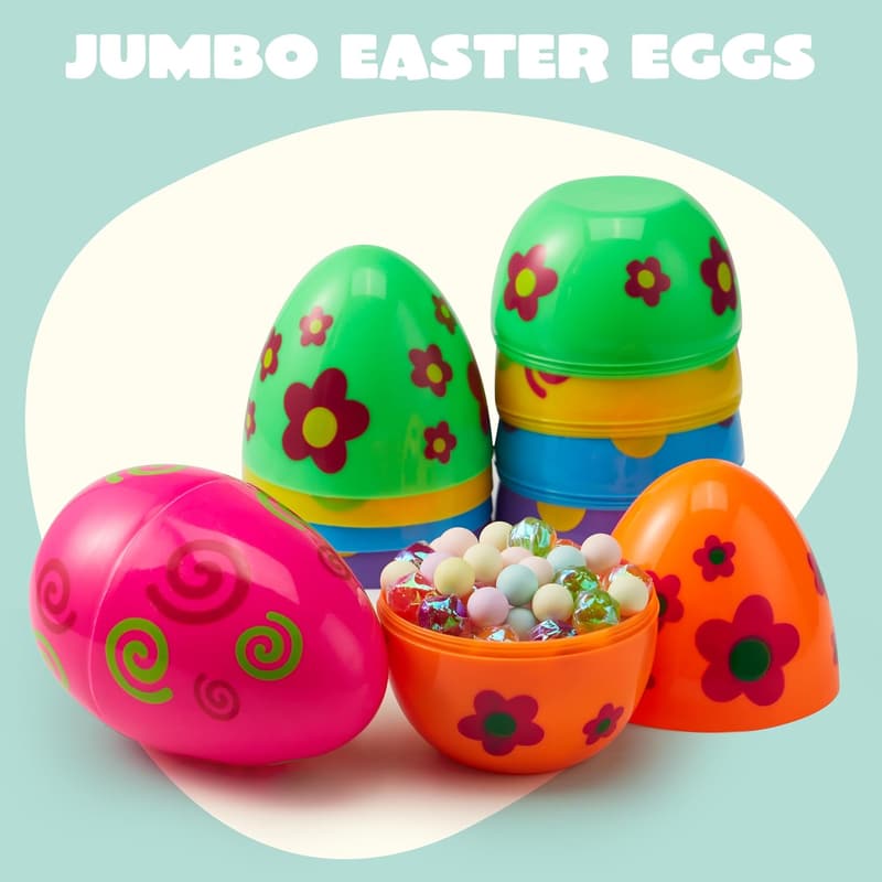 Jumbo Fillable Easter Eggs - 6-Pack for Hunts & Treats