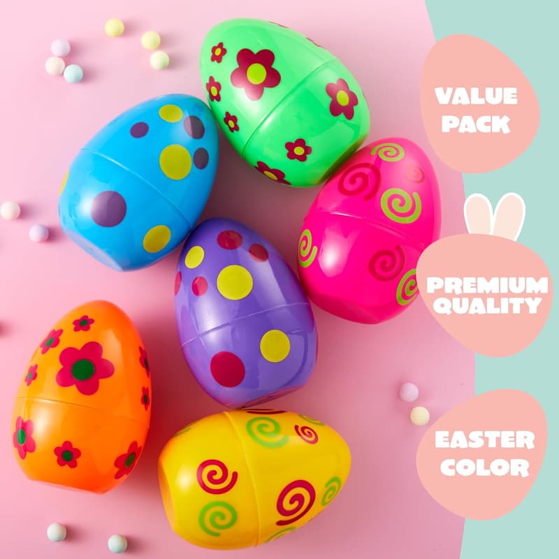 Jumbo Fillable Easter Eggs - 6-Pack for Hunts & Treats