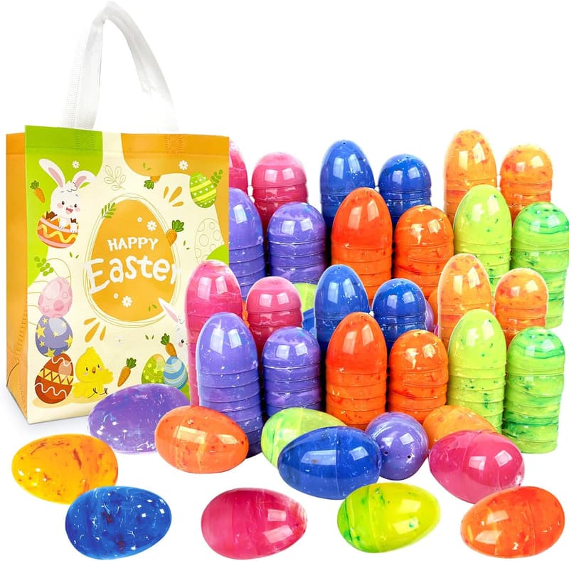 Large Iridescent Plastic Easter Eggs Set with Gift Bag