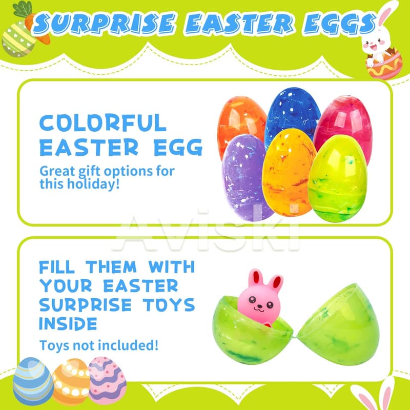 Large Iridescent Plastic Easter Eggs Set with Gift Bag
