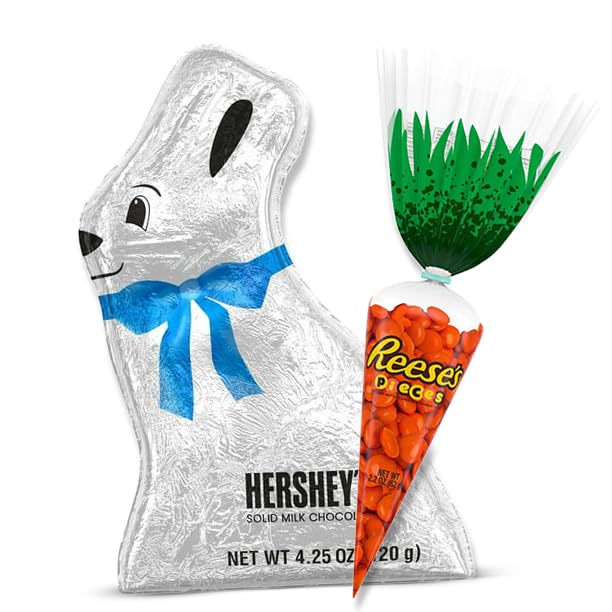 Large Wrapped Hershey Chocolate Bunny & Carrot Treat Bag