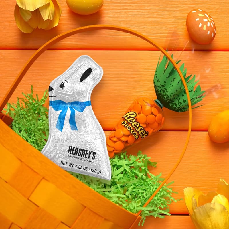 Large Wrapped Hershey Chocolate Bunny & Carrot Treat Bag