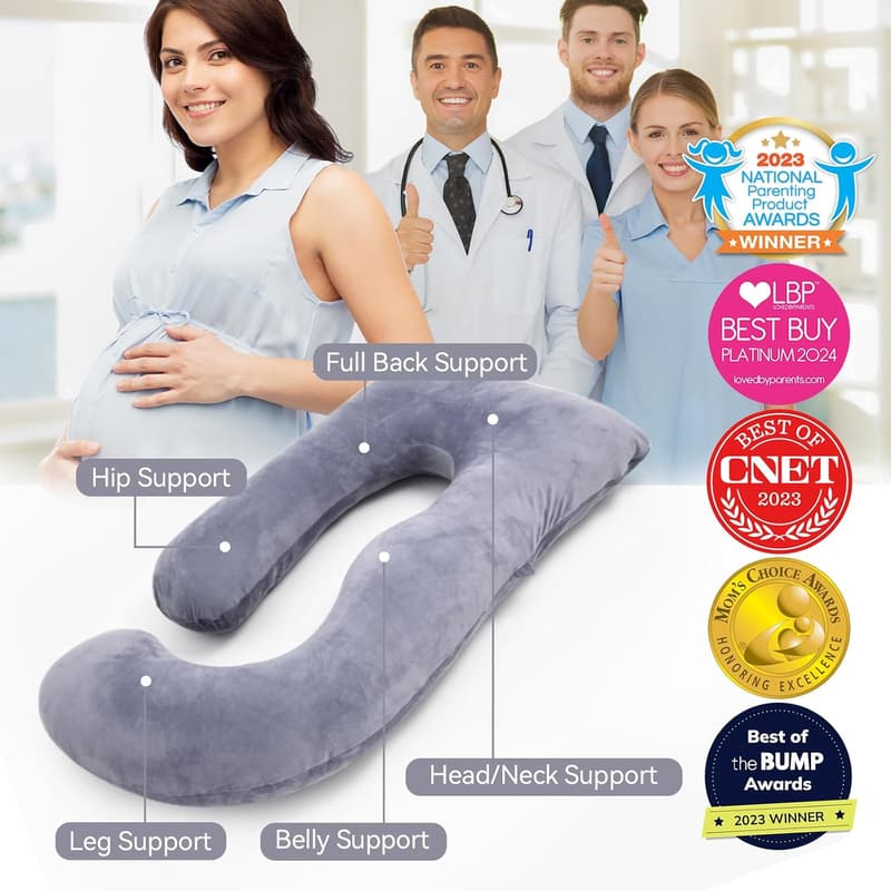 U-Shaped Maternity Pillow with Removable Cover for Pregnant Women