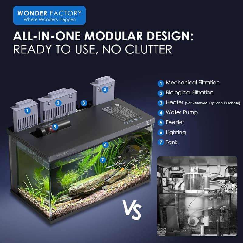 Smart Aquarium Starter Kit - 5 Gallon with LED Lights & Filter