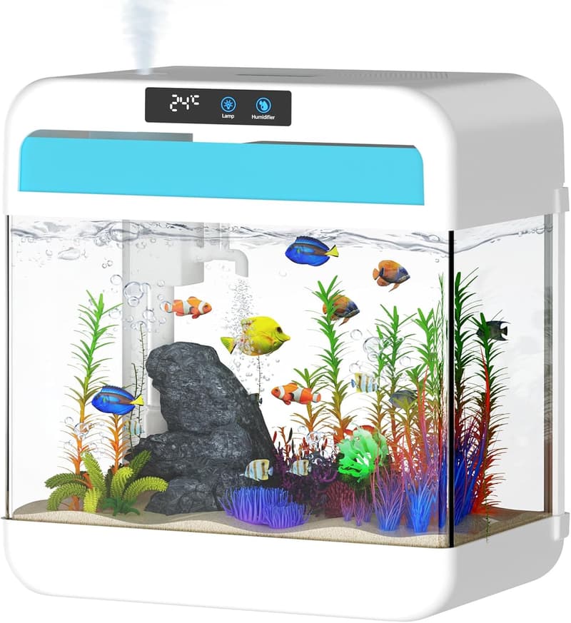 2.2 Gallon Fish Tank with Humidifier & 7 Color Auto Light