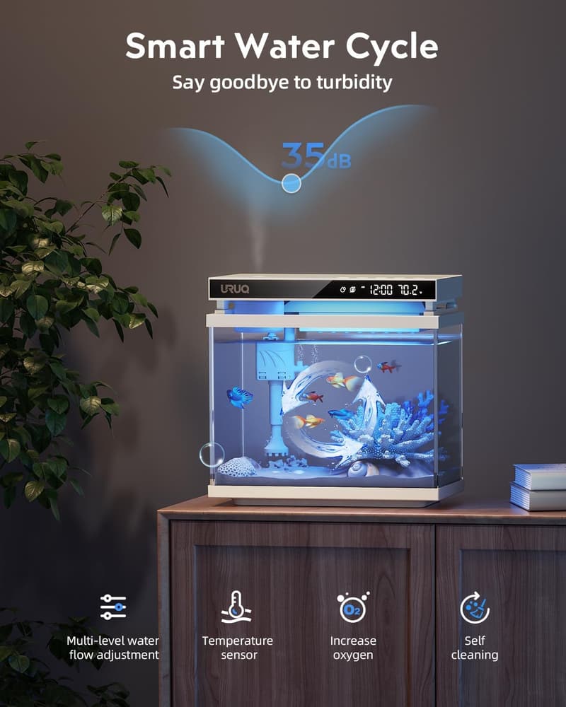 Self-Cleaning 2-Gallon Smart Aquarium Kit with 7-Color Lighting