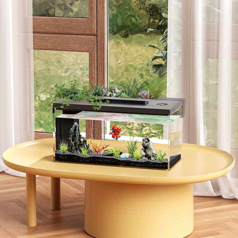 Self-Cleaning 3.7 Gallon Betta Fish Tank Kit with Filter and Light