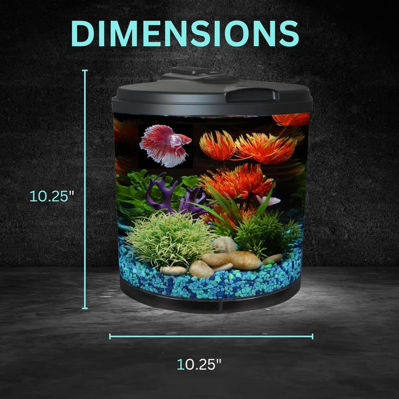 AquaView 2 Gallon Self-Cleaning Betta Fish Tank with LED Light