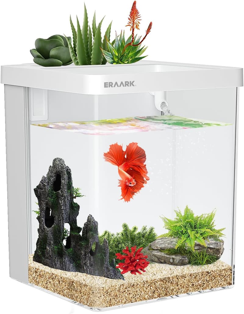 1.5 Gallon Self-Cleaning Betta Fish Tank with LED Light