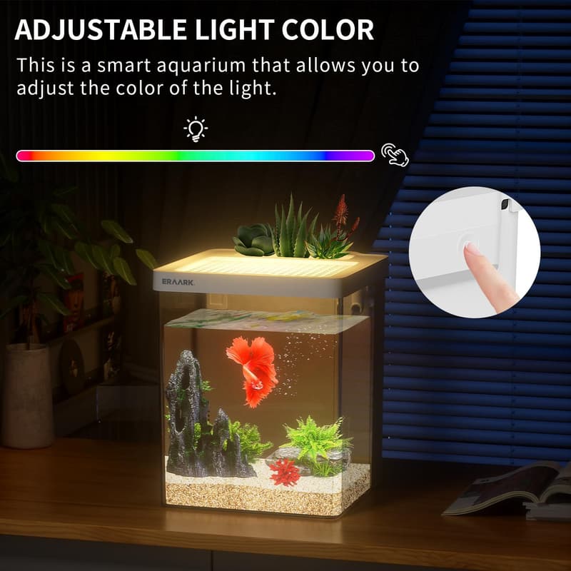 1.5 Gallon Self-Cleaning Betta Fish Tank with LED Light