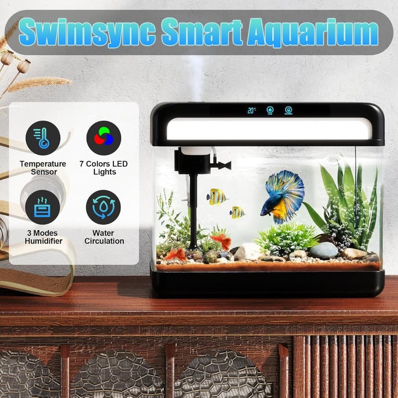Smart 3-Gallon Aquarium Kit with Self-Cleaning System