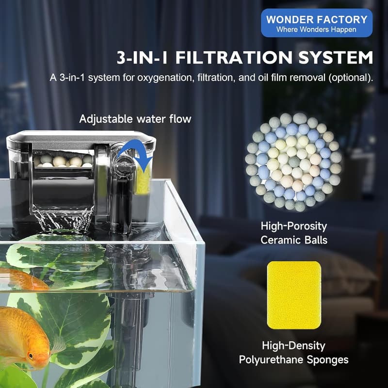 2.6 Gallon Betta Fish Tank Starter Kit with LED Light & Filter