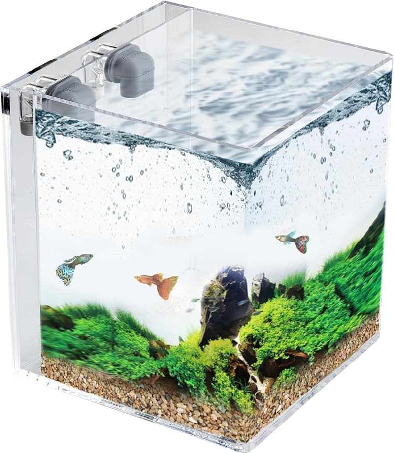 Self-Cleaning 3-Gallon Aquarium Kit with Lid & Waterfall Basin
