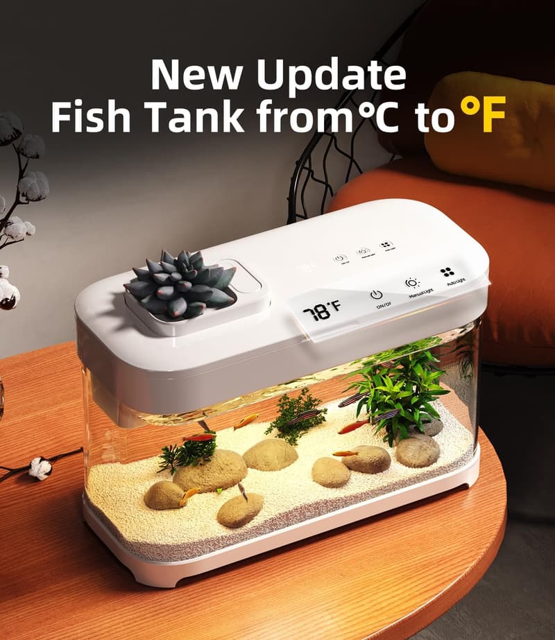 3 Gallon Smart Betta Fish Tank with Color Lighting & Filtration