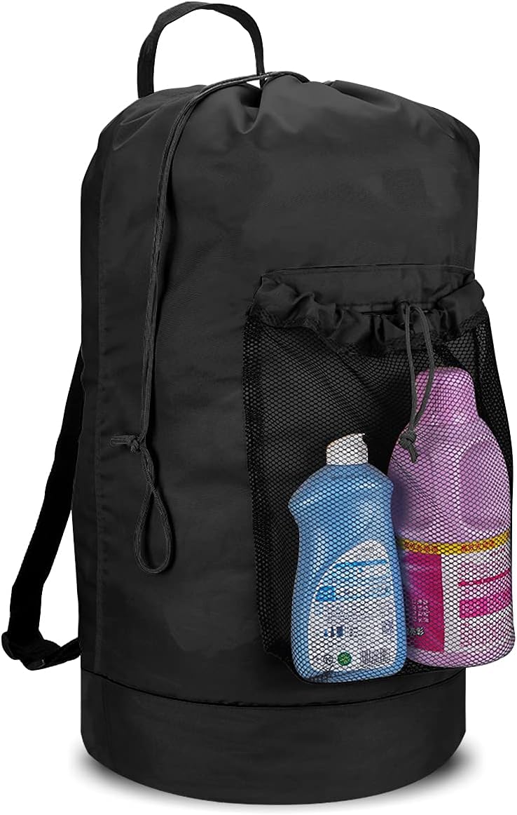 Durable Nylon Laundry Backpack with Drawstring Closure