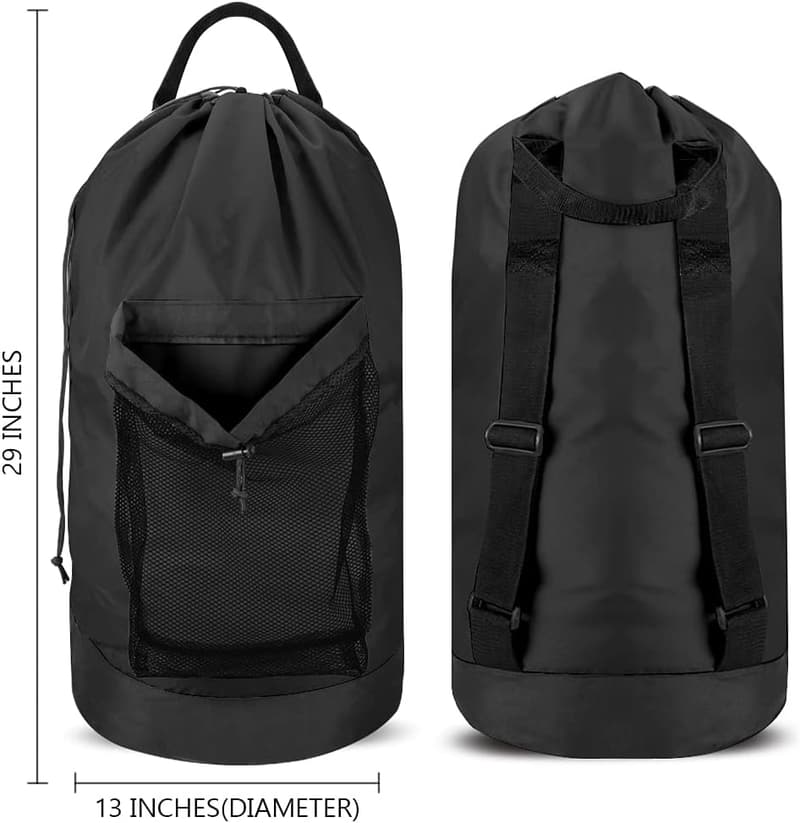 Durable Nylon Laundry Backpack with Drawstring Closure