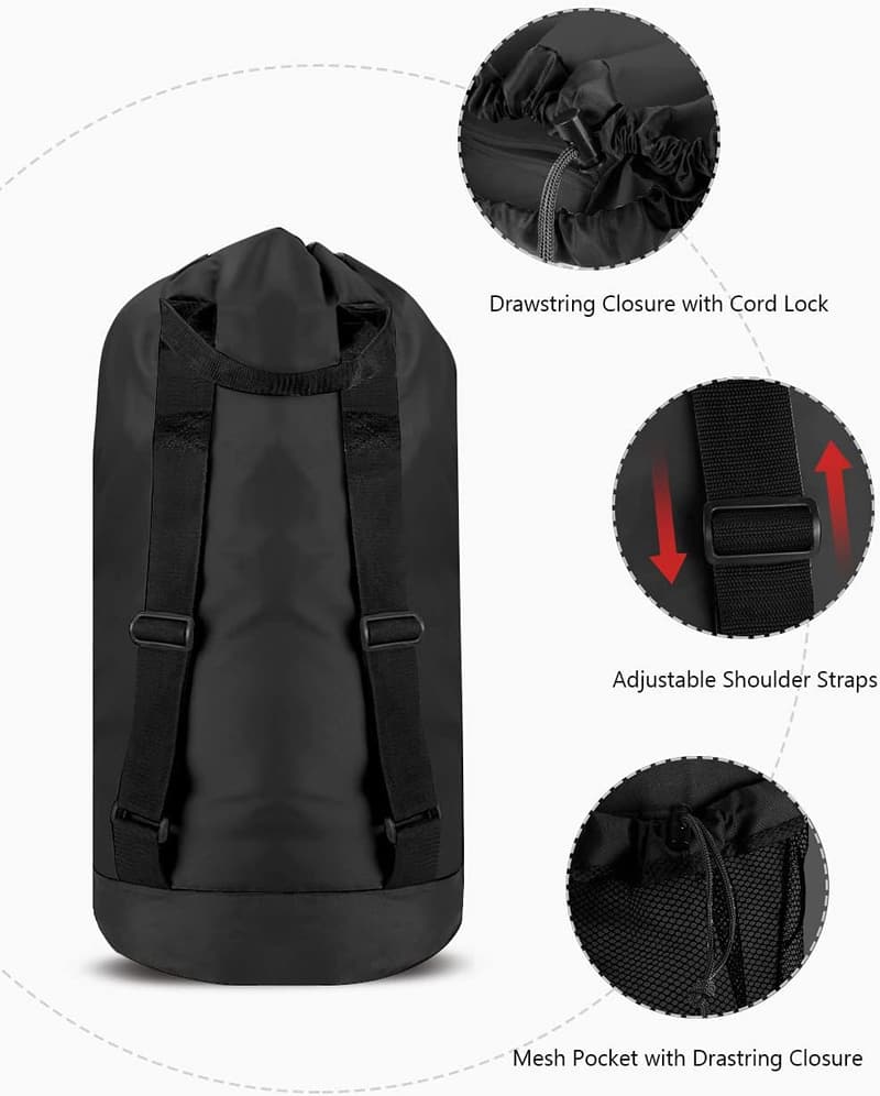 Durable Nylon Laundry Backpack with Drawstring Closure