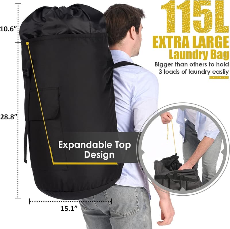 Extra Large 115L College Laundry Backpack with Drawstring Closure