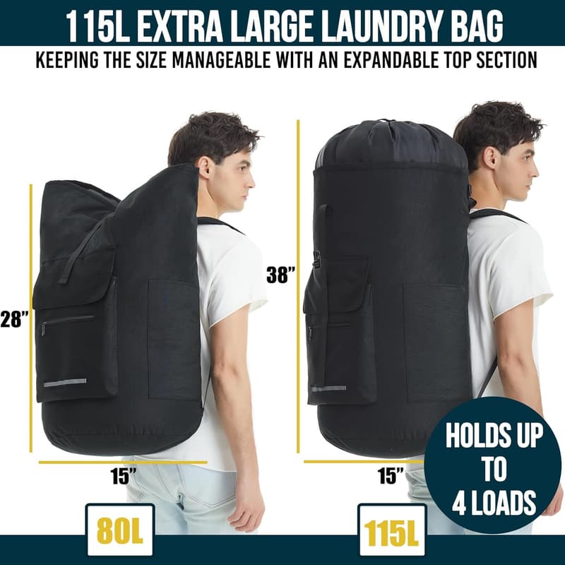 Extra Large Laundry Backpack with Straps and Pockets