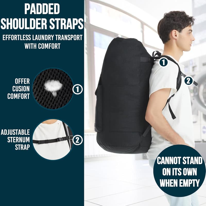 Extra Large Laundry Backpack with Straps and Pockets