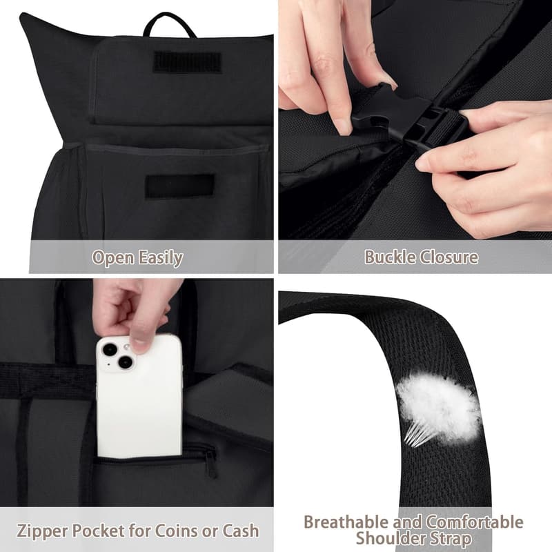 Extra Large Black Laundry Backpack with Drawstring Closure