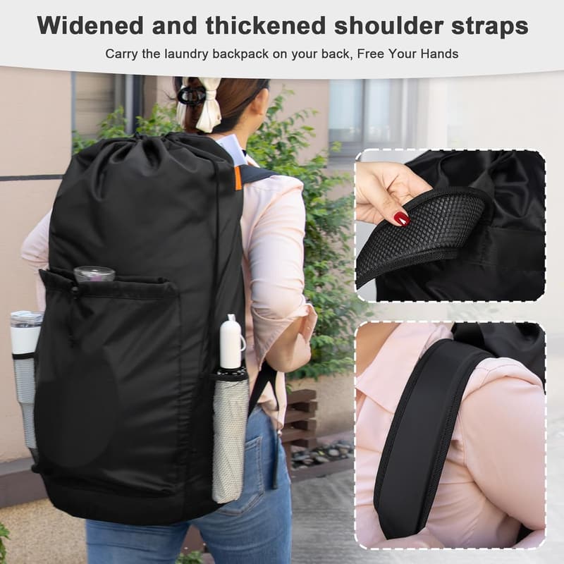 Durable Waterproof Laundry Backpack with Padded Straps