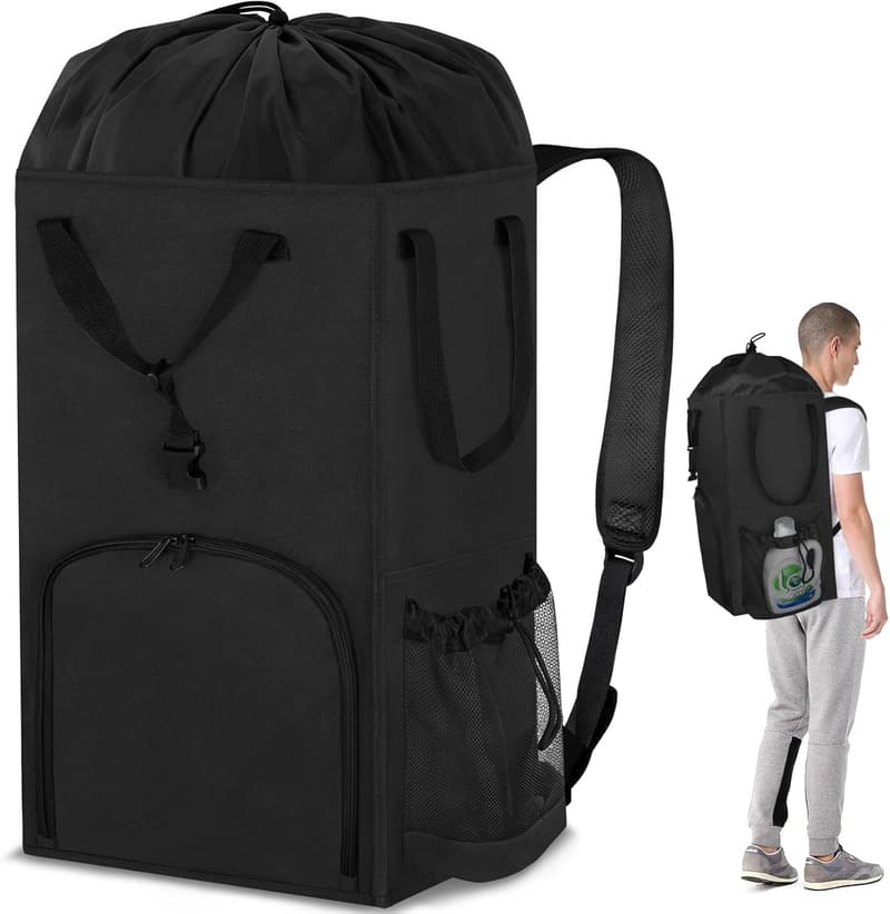 Extra Large 110L Heavy Duty Laundry Backpack Bag, Black