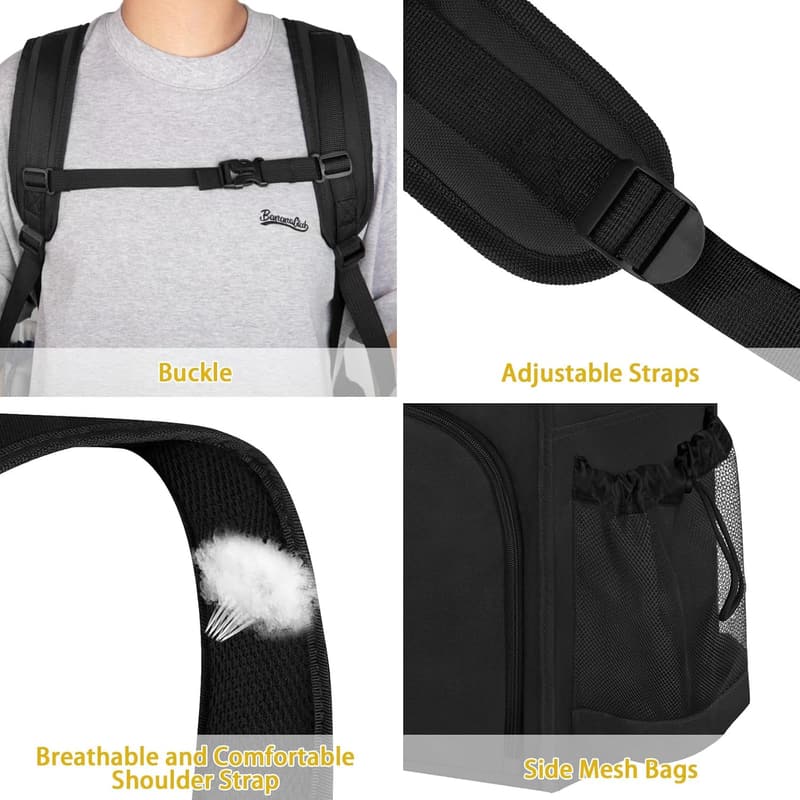 Extra Large 110L Heavy Duty Laundry Backpack Bag, Black