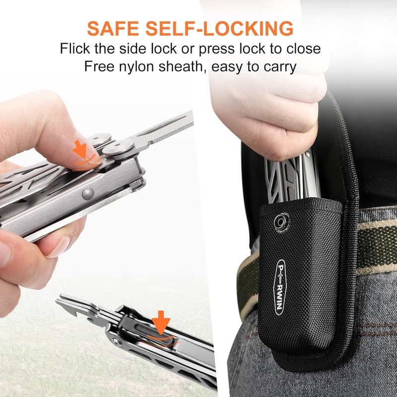 17-in-1 Stainless Steel Multitool with Pocket Knife for Camping