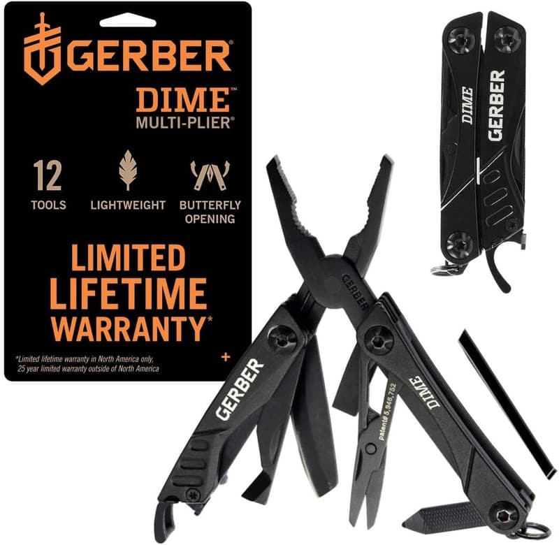 12-in-1 Mini EDC Multitool - Needle Nose Pliers & Knife - Black