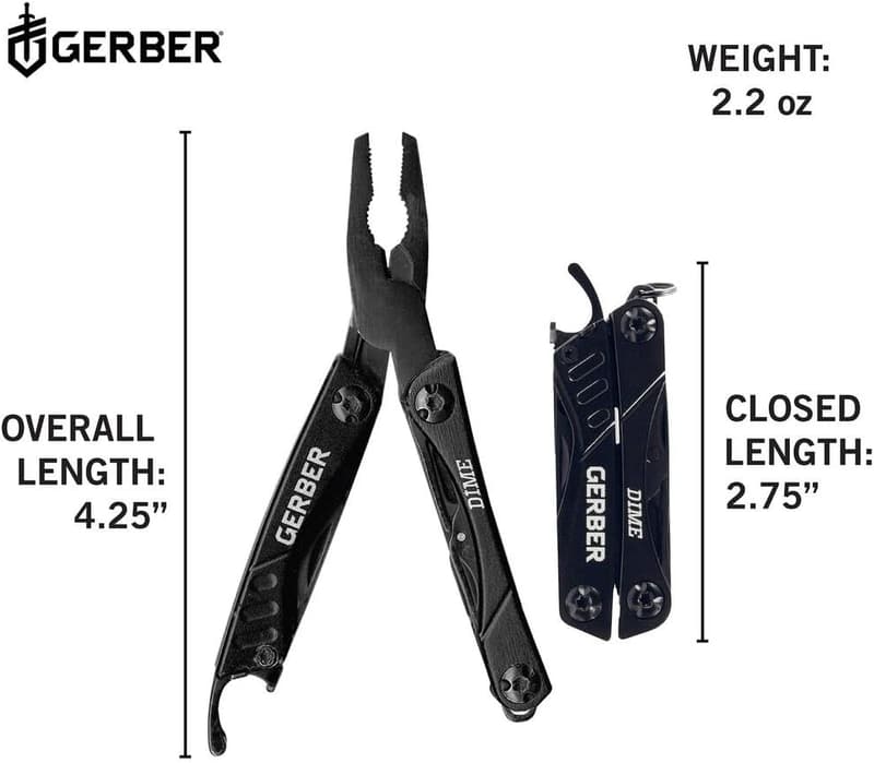 12-in-1 Mini EDC Multitool - Needle Nose Pliers & Knife - Black