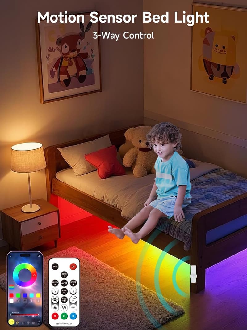 Motion Sensor LED Light Strip, 16.4FT with APP Control