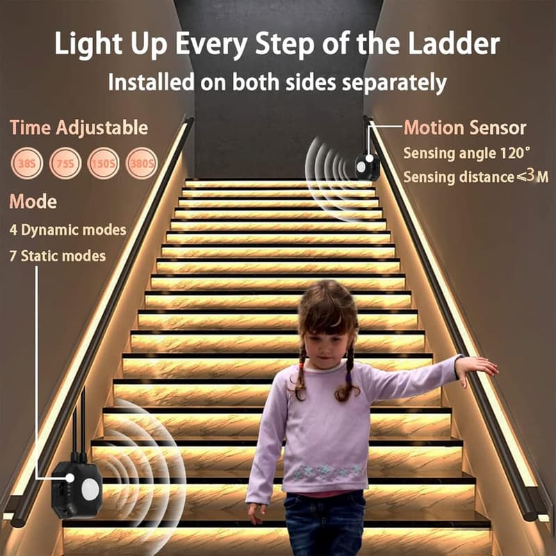 Motion Sensor LED Light Strip with Remote - 9.8ft RGB Night Lights