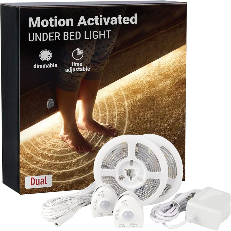 Dimmable Motion Sensor LED Strip Lights - Dual Kit, 10FT