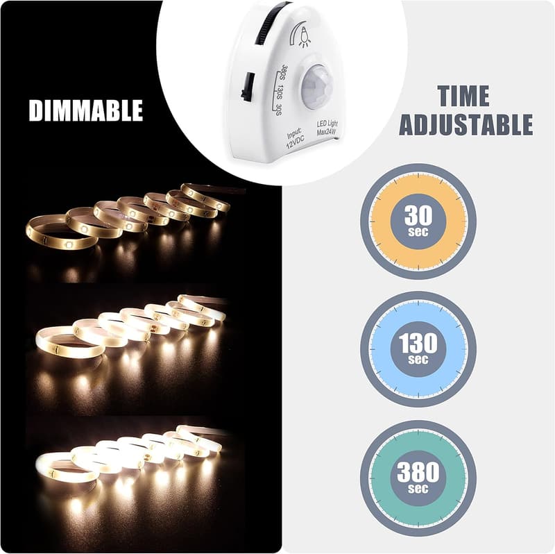 Dimmable Motion Sensor LED Strip Lights - Dual Kit, 10FT