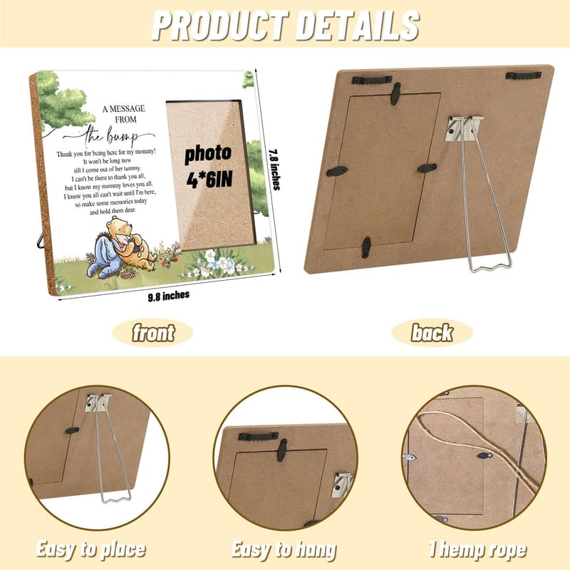 Expecting Mother's Wooden Photo Frame - Winnie the Pooh Design (4x6