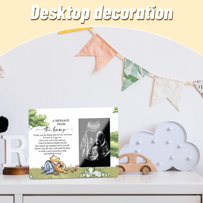 Expecting Mother's Wooden Photo Frame - Winnie the Pooh Design (4x6