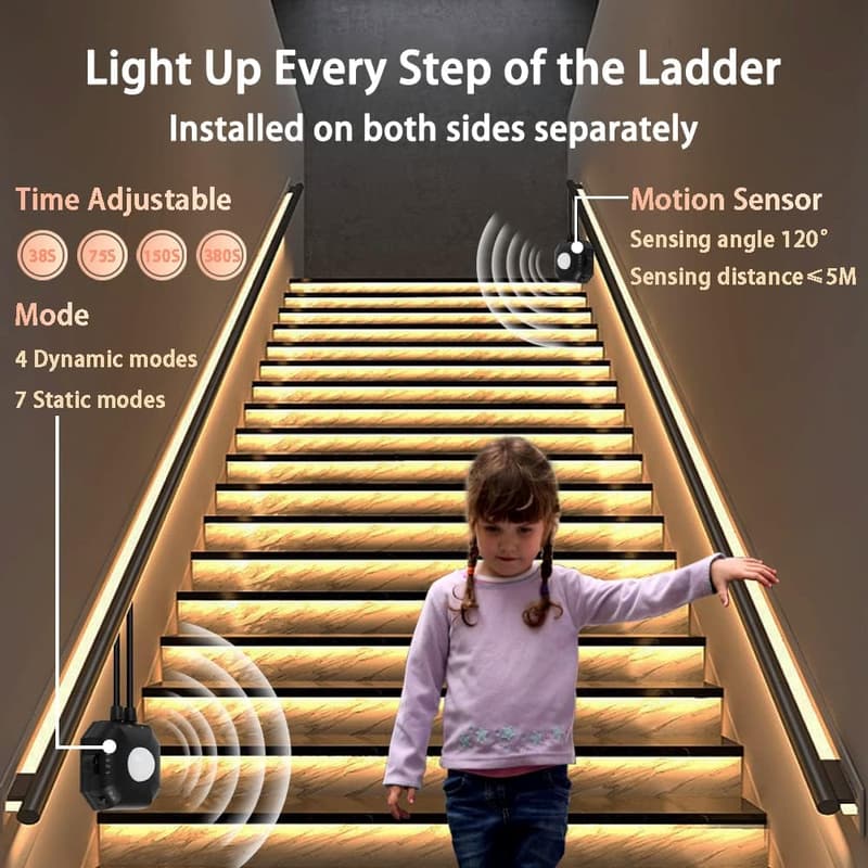 Motion Sensor LED Light Strip with Music Sync - 9.8ft RGB Night Lights