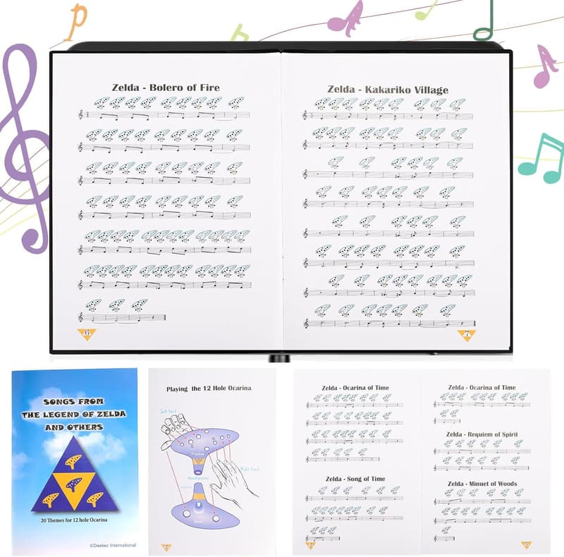 Zelda Ocarina 12-Hole Alto C with Songbook & Stand