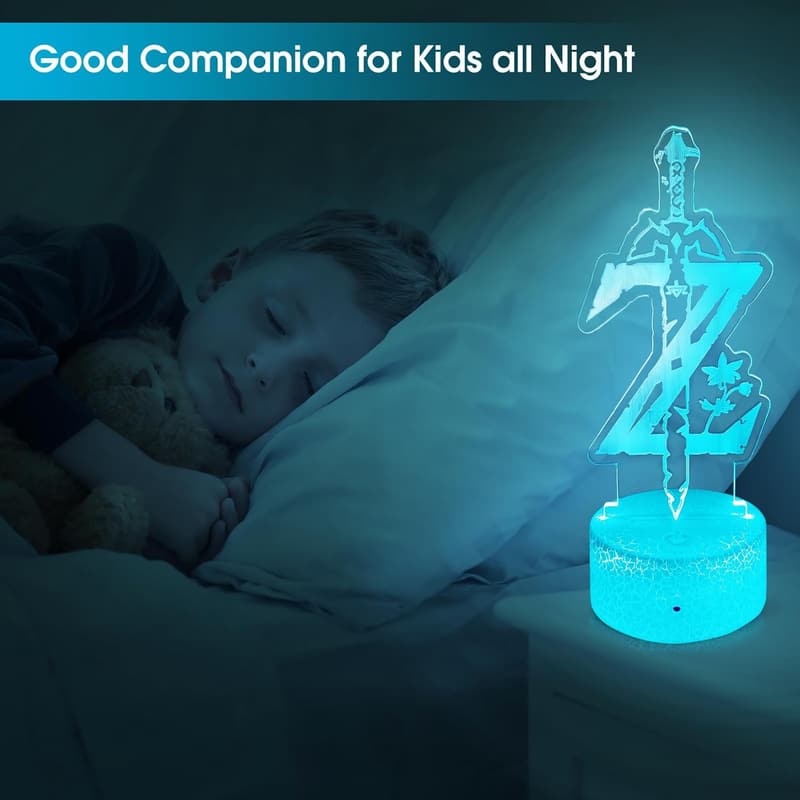 Zelda 3D Night Light with Remote - 16 Colors for Kids' Gifts