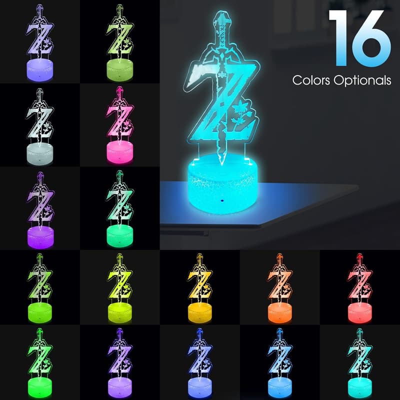 Zelda 3D Night Light with Remote - 16 Colors for Kids' Gifts