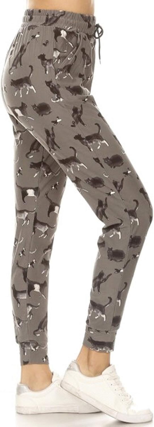 Women's High Waist Premium Print Jogger Track Pants (S-3X)