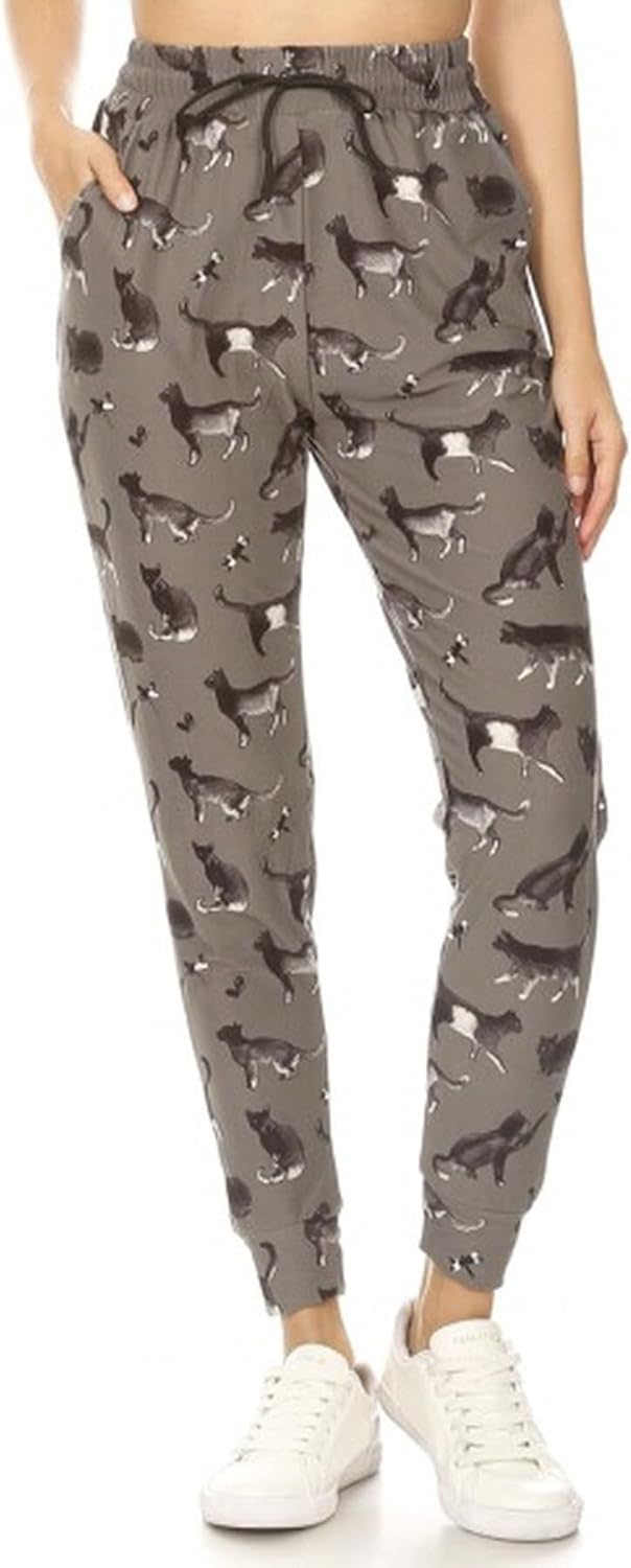 Women's High Waist Premium Print Jogger Track Pants (S-3X)