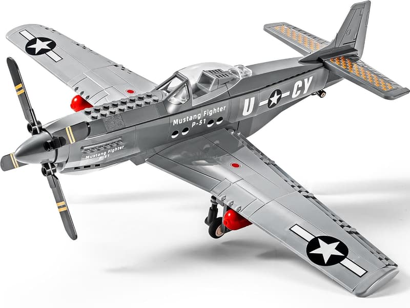 P-51 Mustang Fighter Jet Building Block Set for Kids & Adults