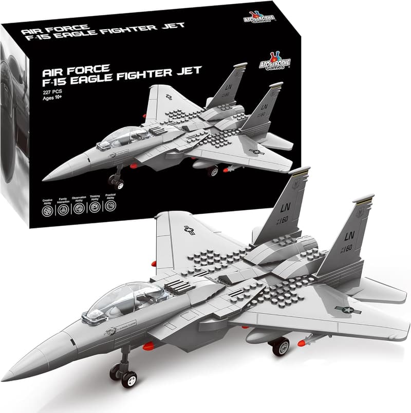 Fighter Jet Building Block Set – 227-Pcs F-15 Eagle Toy for Ages 10+