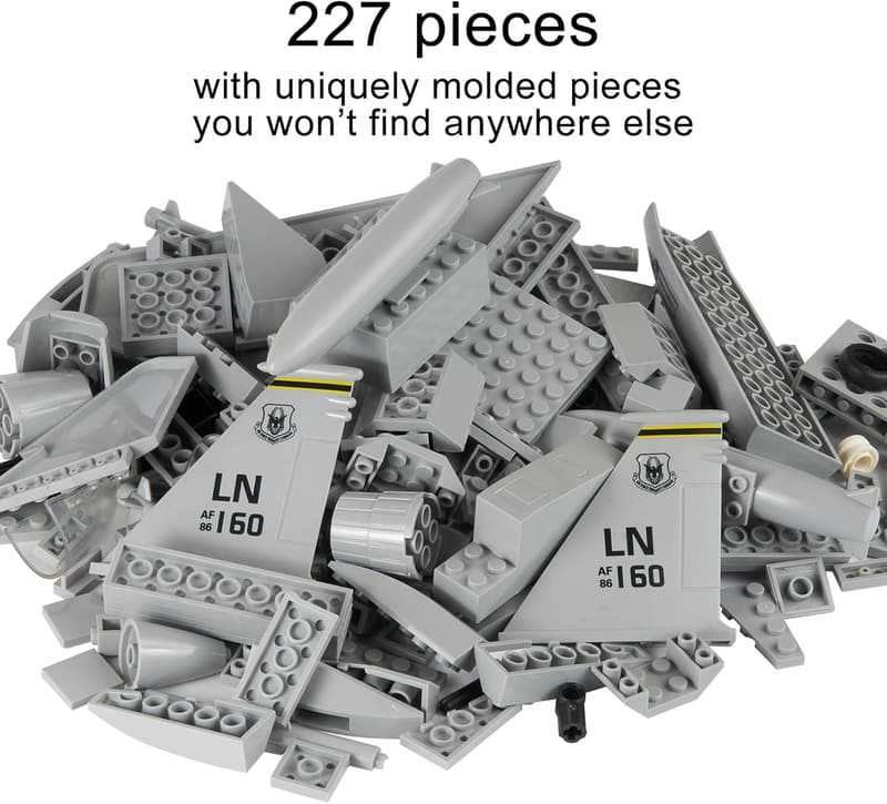 Fighter Jet Building Block Set – 227-Pcs F-15 Eagle Toy for Ages 10+